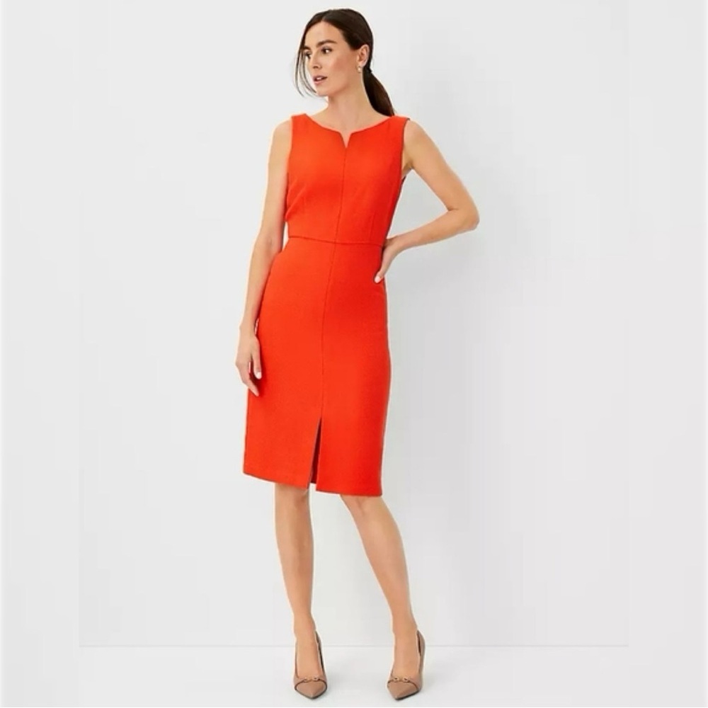 Ann Taylor Tweed Sheath Dress Sleeveless Orange Classic Work Career 12 NWT - Picture 13 of 13